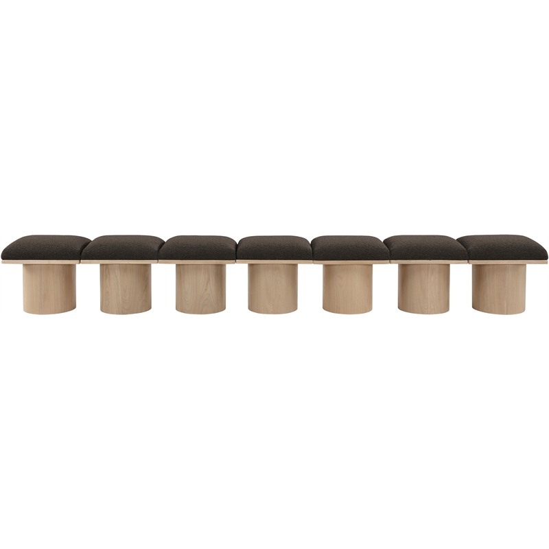 Meridian Furniture Pavilion Brown Boucle Fabric Bench