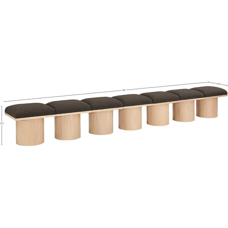 Meridian Furniture Pavilion Brown Boucle Fabric Bench
