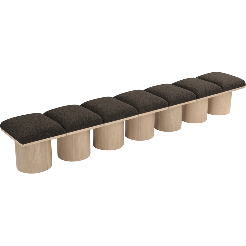 Meridian Furniture Pavilion Brown Boucle Fabric Bench