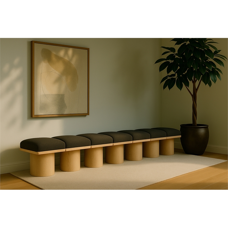 Meridian Furniture Pavilion Brown Boucle Fabric Bench