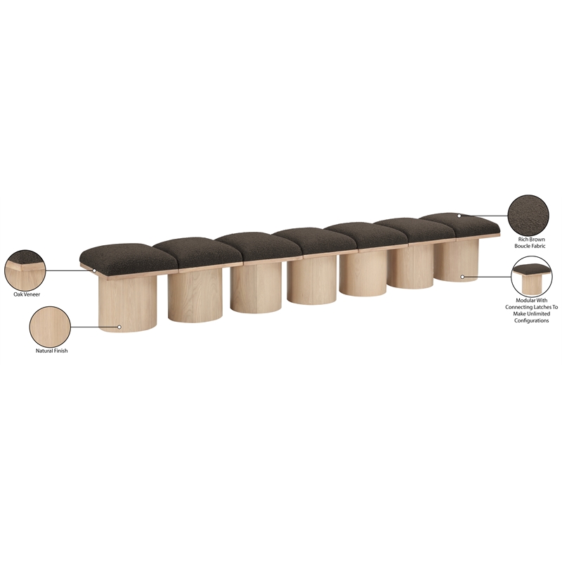 Meridian Furniture Pavilion Brown Boucle Fabric Bench