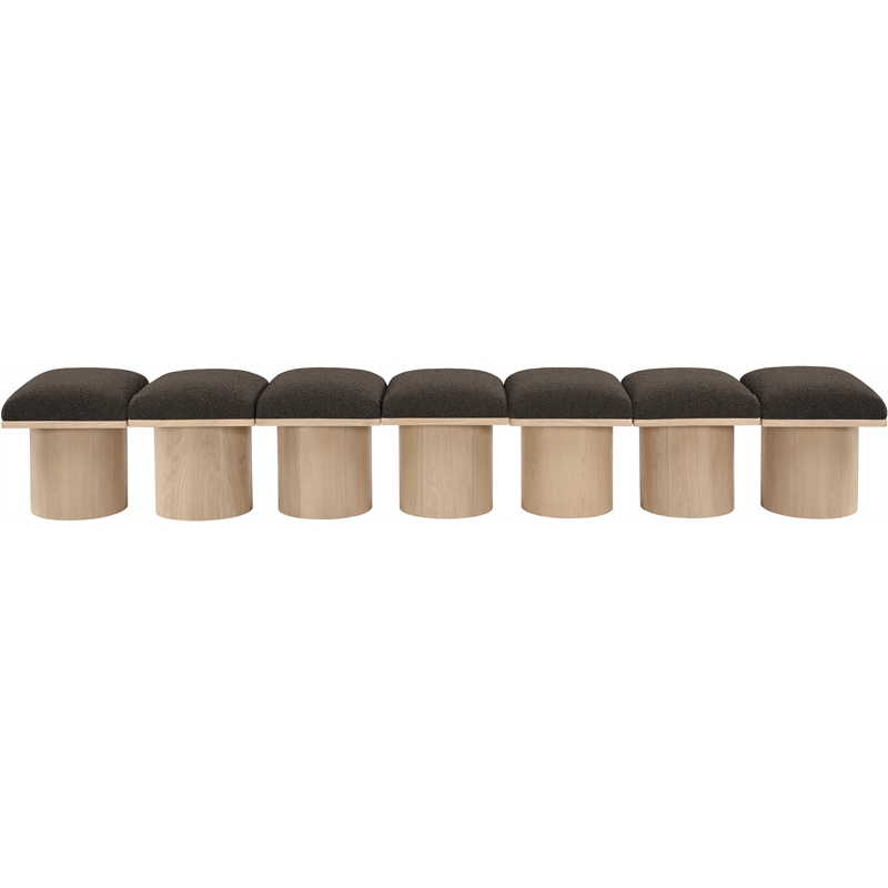 Meridian Furniture Pavilion Brown Boucle Fabric Bench