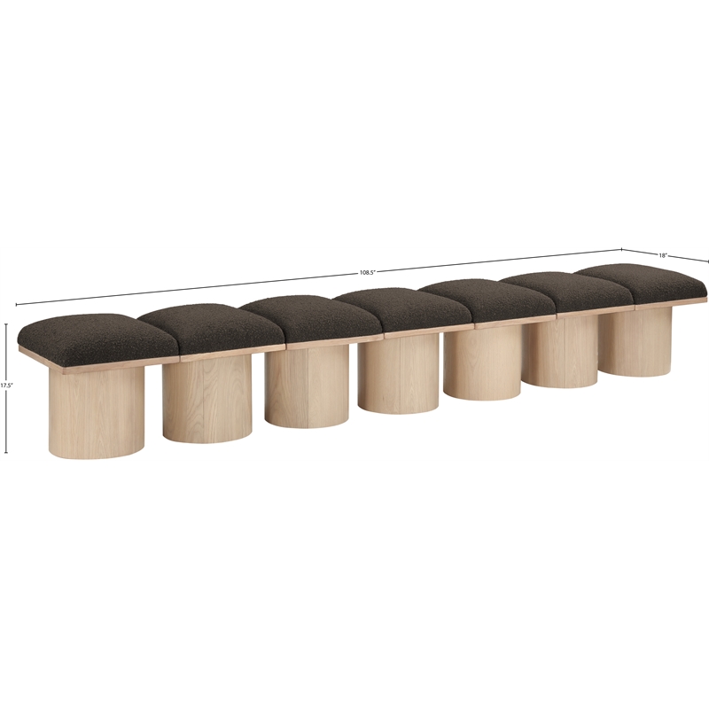 Meridian Furniture Pavilion Brown Boucle Fabric Bench
