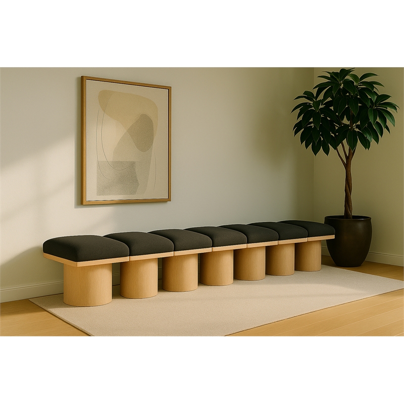 Meridian Furniture Pavilion Brown Boucle Fabric Bench