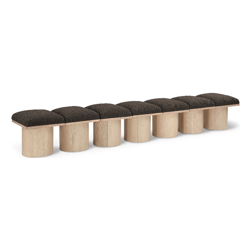 Meridian Furniture Pavilion Brown Boucle Fabric Bench