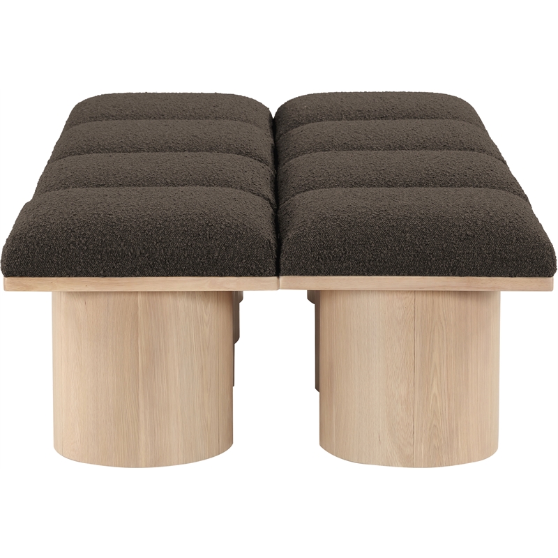Meridian Furniture Pavilion Brown Boucle Fabric Bench
