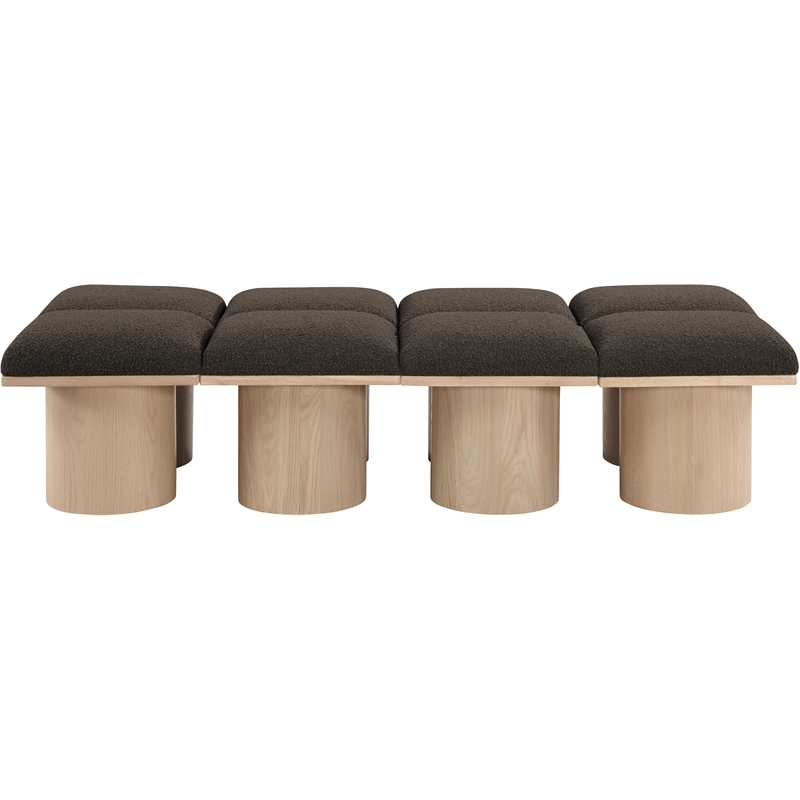 Meridian Furniture Pavilion Brown Boucle Fabric Bench