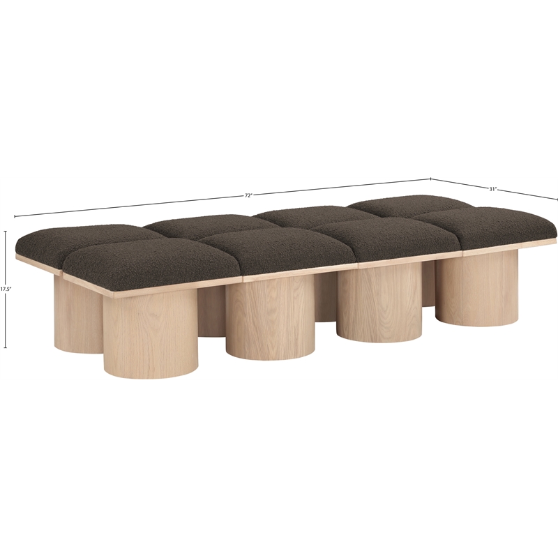 Meridian Furniture Pavilion Brown Boucle Fabric Bench