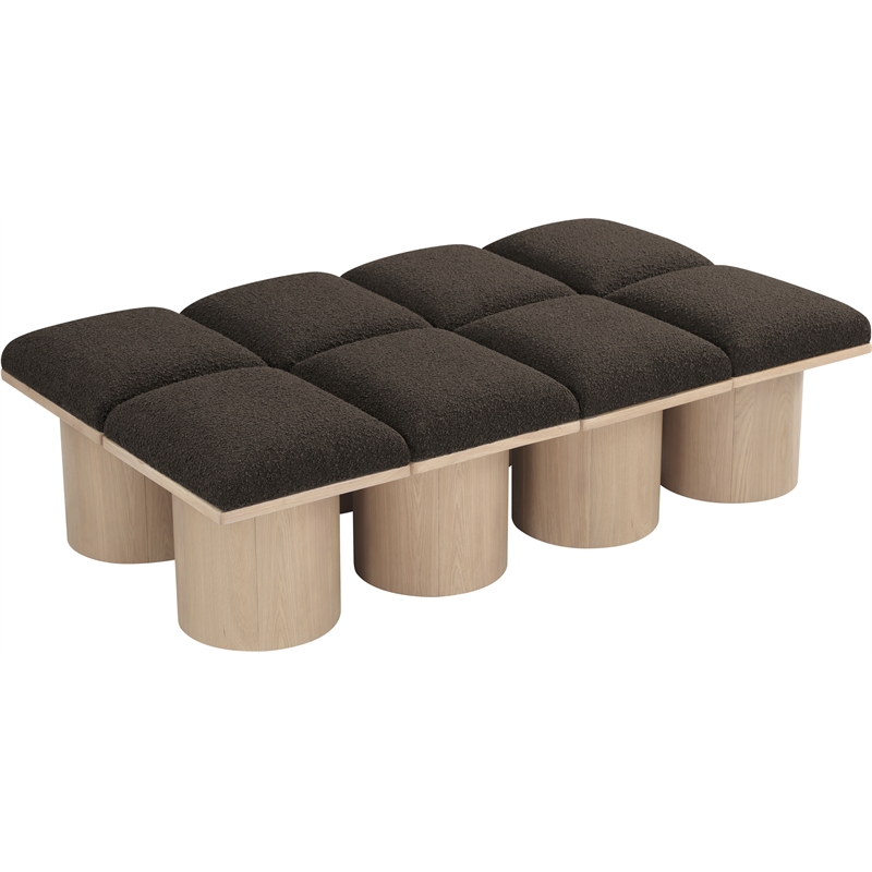 Meridian Furniture Pavilion Brown Boucle Fabric Bench