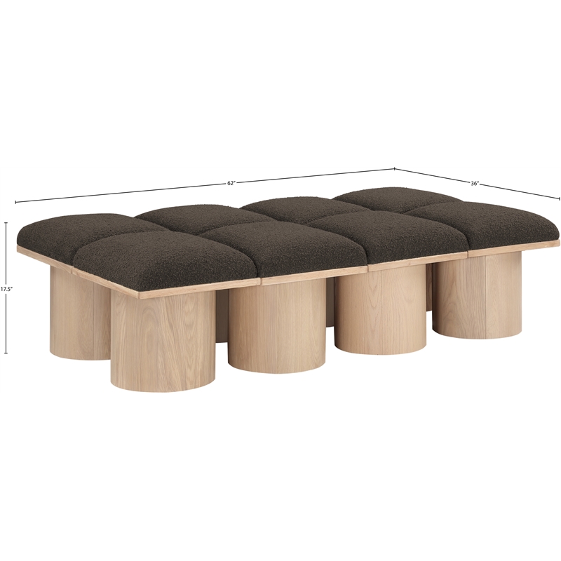 Meridian Furniture Pavilion Brown Boucle Fabric Bench