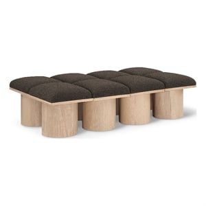 Meridian Furniture Pavilion Brown Boucle Fabric Bench