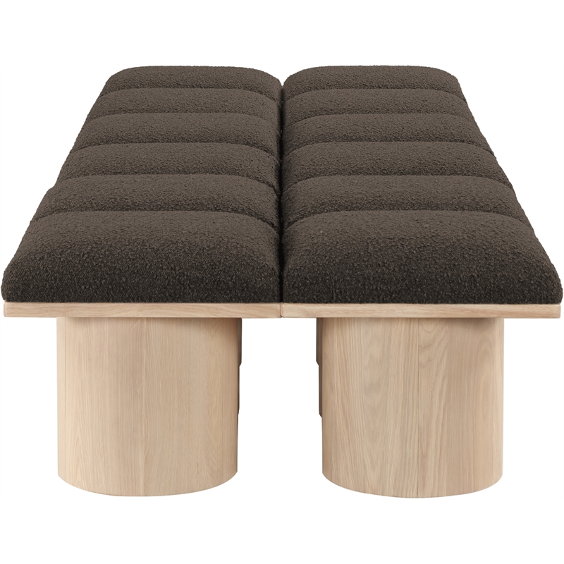 Meridian Furniture Pavilion Brown Boucle Fabric Bench