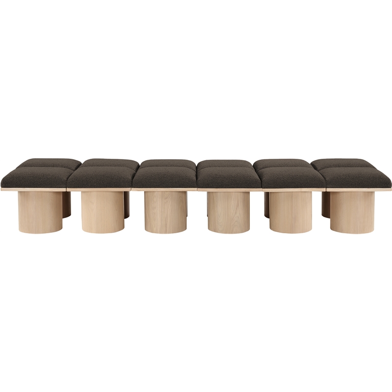 Meridian Furniture Pavilion Brown Boucle Fabric Bench