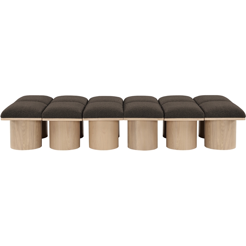 Meridian Furniture Pavilion Brown Boucle Fabric Bench