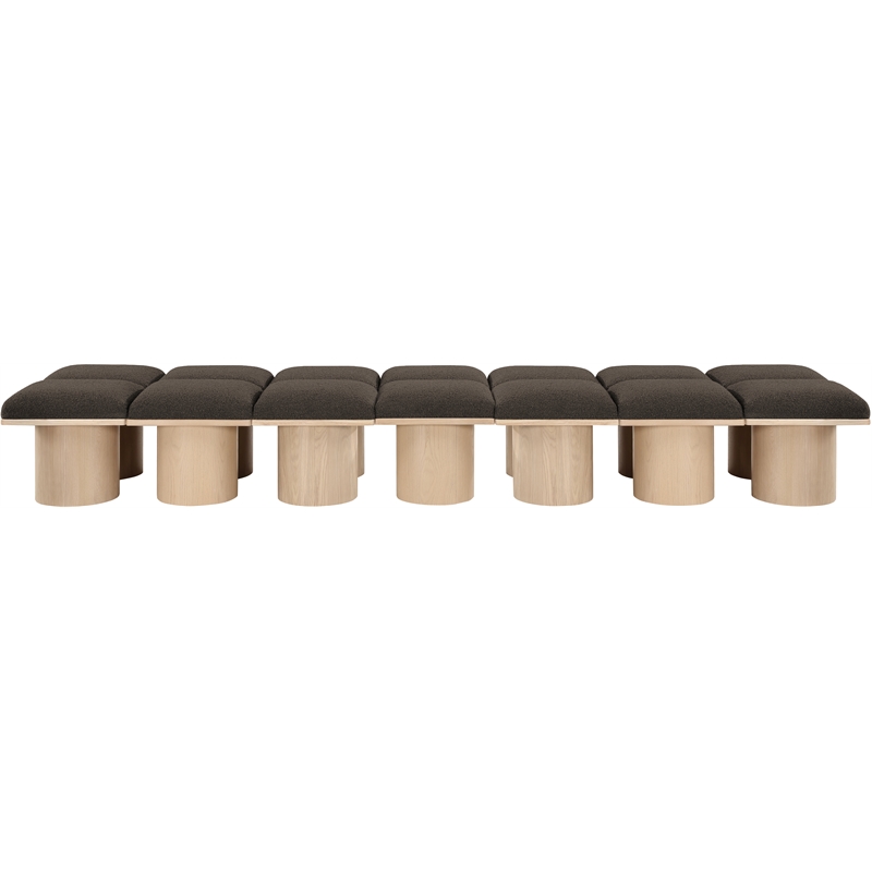 Meridian Furniture Pavilion Brown Boucle Fabric Bench