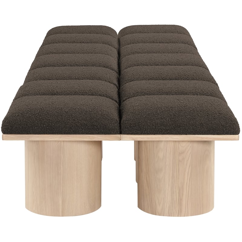 Meridian Furniture Pavilion Brown Boucle Fabric Bench