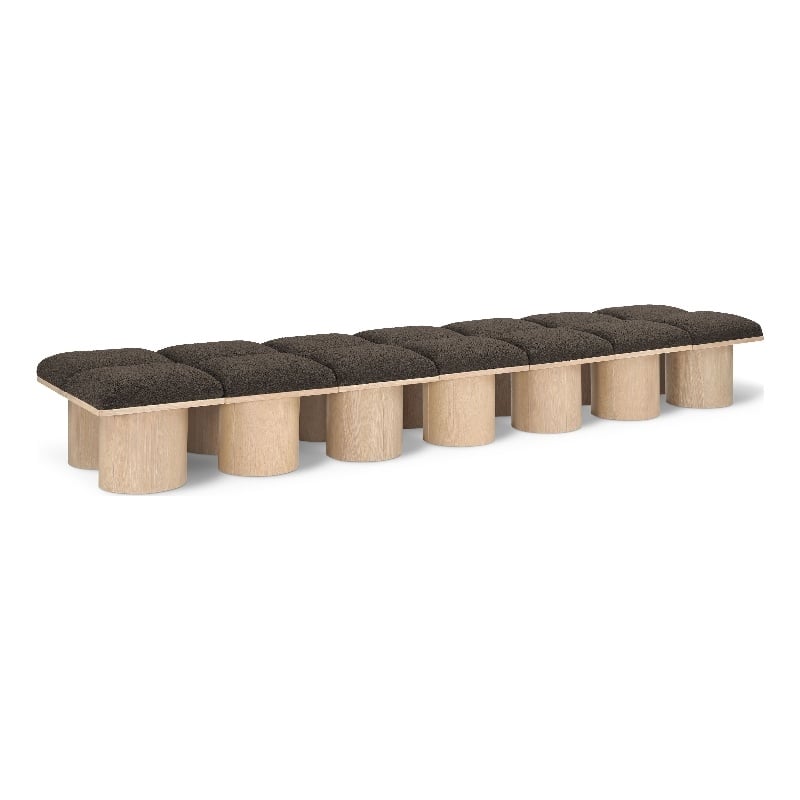 Meridian Furniture Pavilion Brown Boucle Fabric Bench