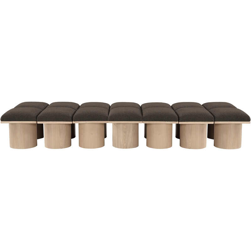 Meridian Furniture Pavilion Brown Boucle Fabric Bench