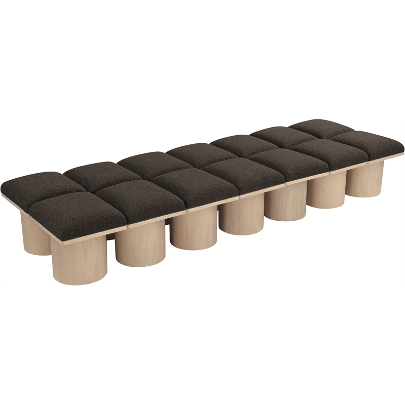 Meridian Furniture Pavilion Brown Boucle Fabric Bench