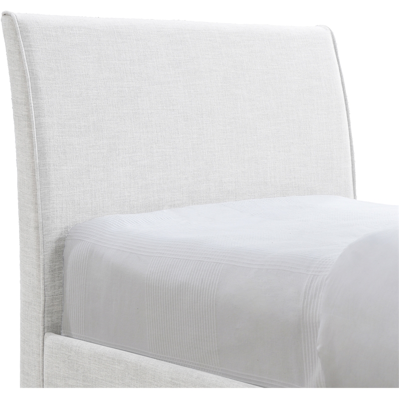 Meridian Furniture Myles Cream Linen Textured Fabric Twin Trundle Bed