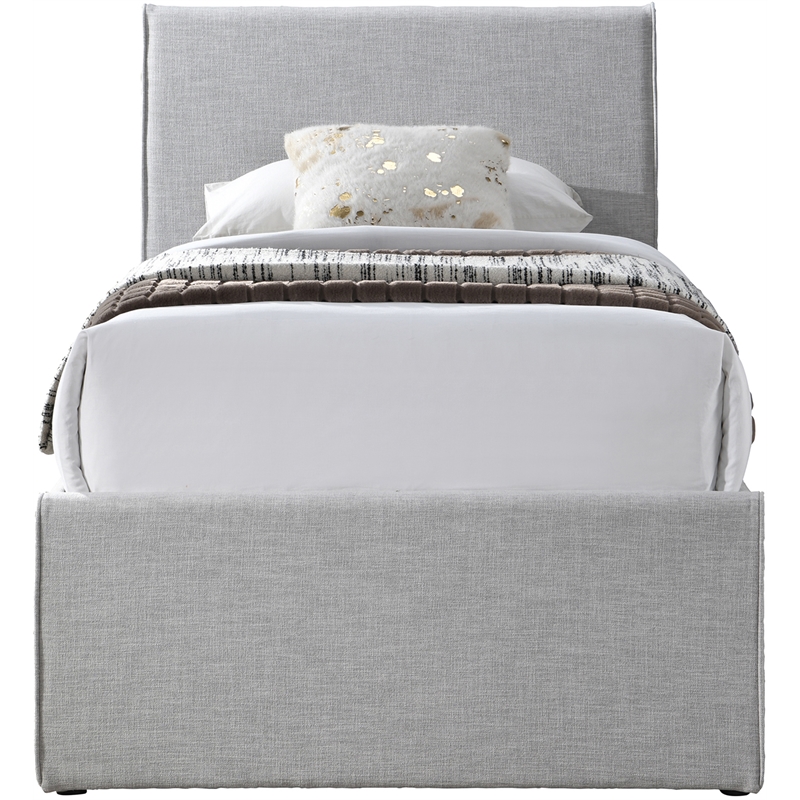 Meridian Furniture Myles Grey Linen Textured Fabric Twin Trundle Bed
