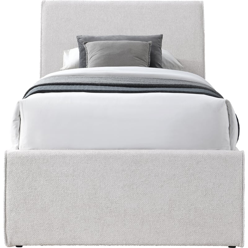 Meridian Furniture Myles Cream Chenille Fabric Twin Trundle Bed