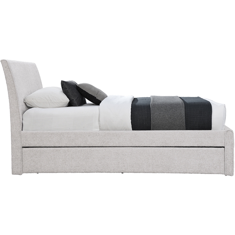 Meridian Furniture Myles Cream Chenille Fabric Twin Trundle Bed