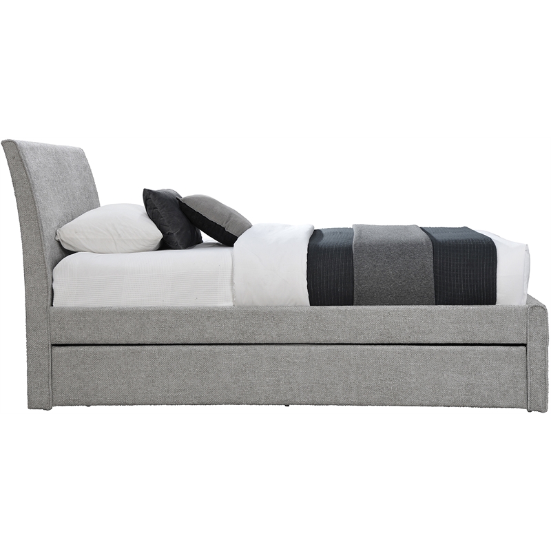Meridian Furniture Myles Grey Chenille Fabric Twin Trundle Bed