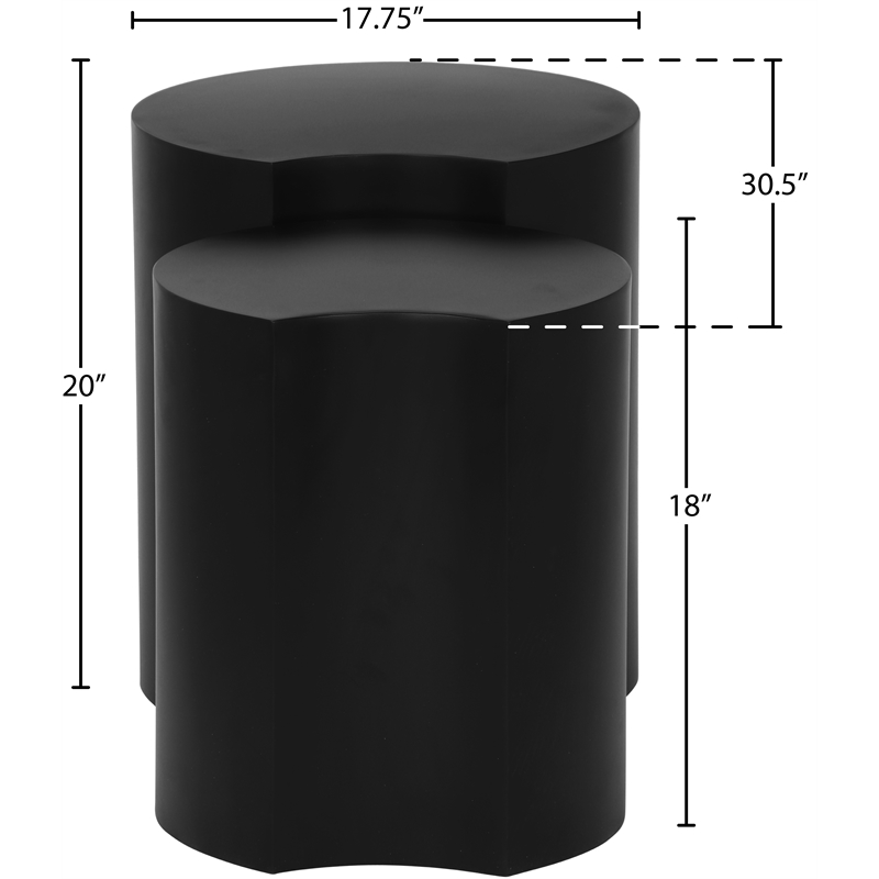 Meridian Furniture Dimple 2 Piece Black Iron Metal End Table