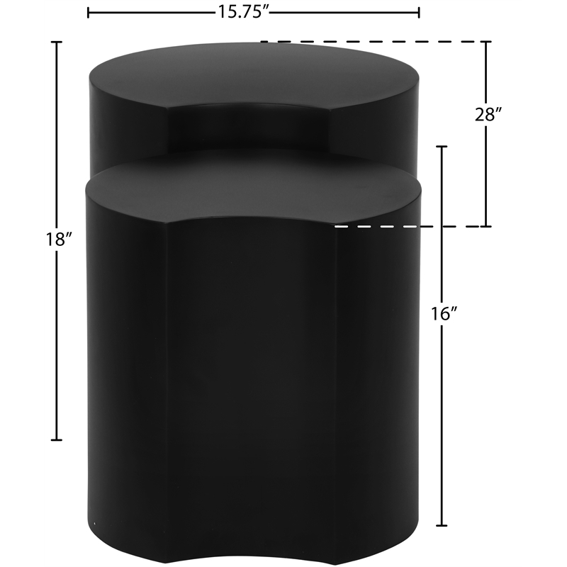 Meridian Furniture Dimple 2 Piece Black Iron Metal End Table