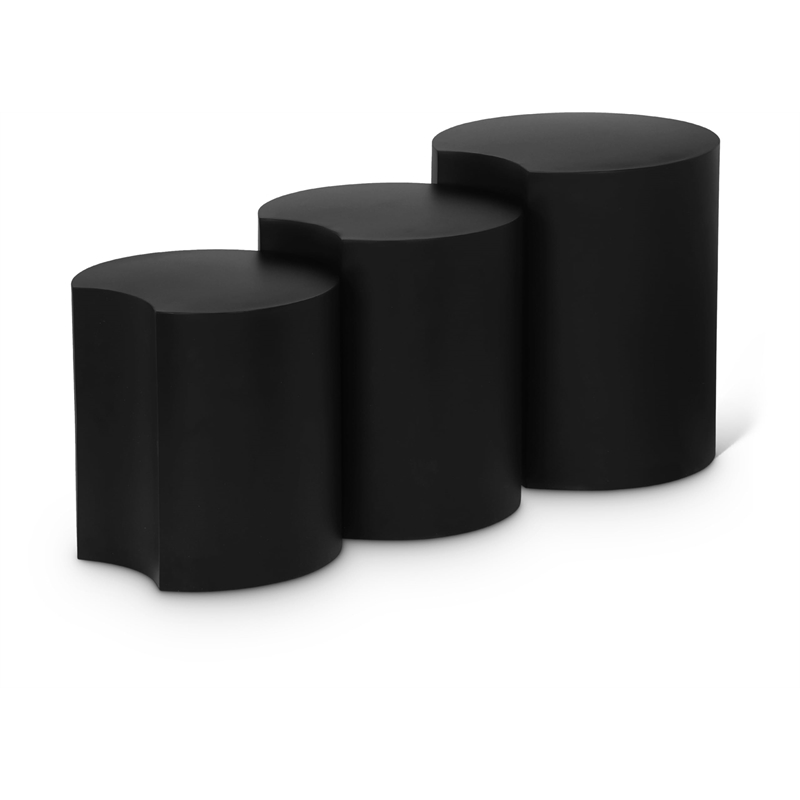 Meridian Furniture Dimple 3 Piece Black Iron Metal End Table