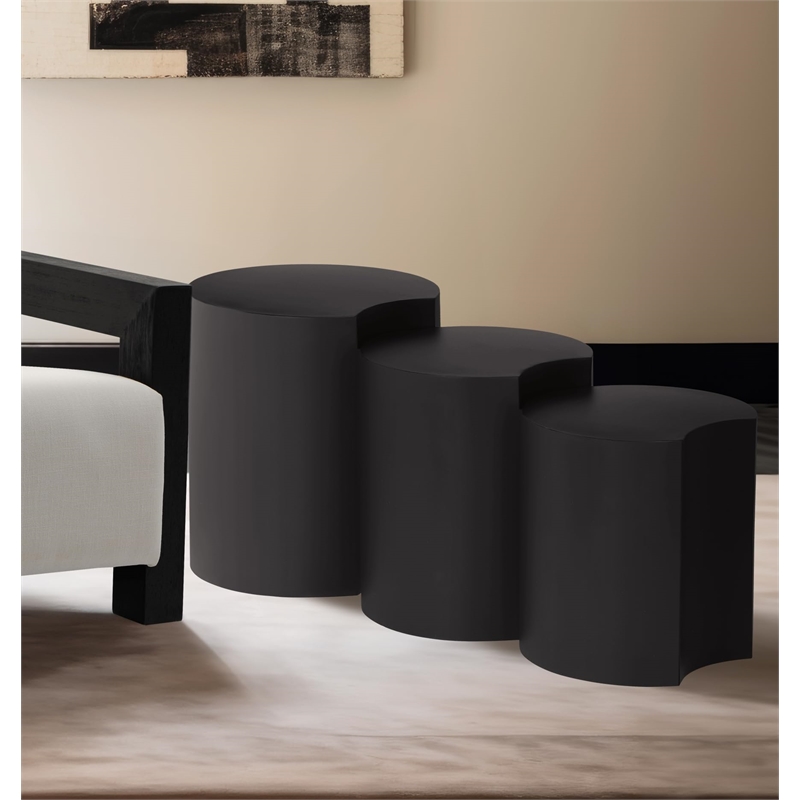 Meridian Furniture Dimple 3 Piece Black Iron Metal End Table