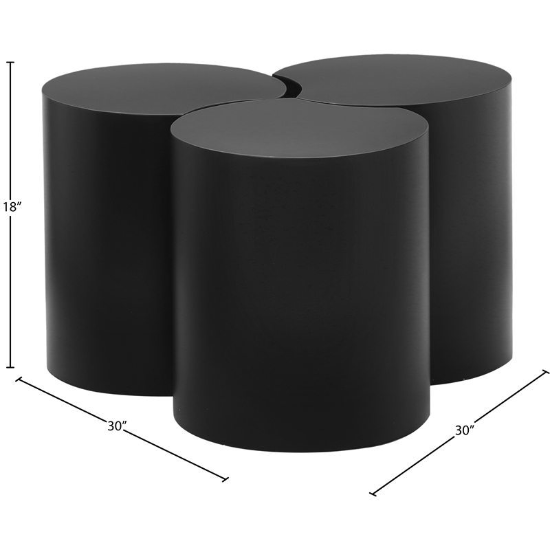 Meridian Furniture Dimple 3 Piece Black Iron Metal Coffee Table