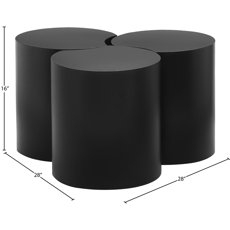 Meridian Furniture Dimple 3 Piece Black Iron Metal Coffee Table