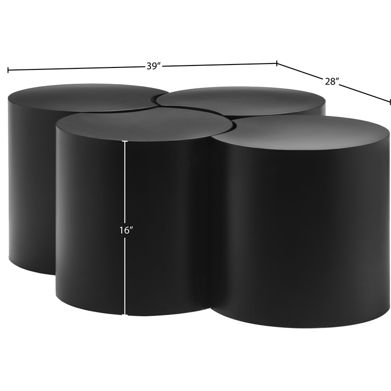 Meridian Furniture Dimple 4 Piece Black Iron Metal Coffee Table