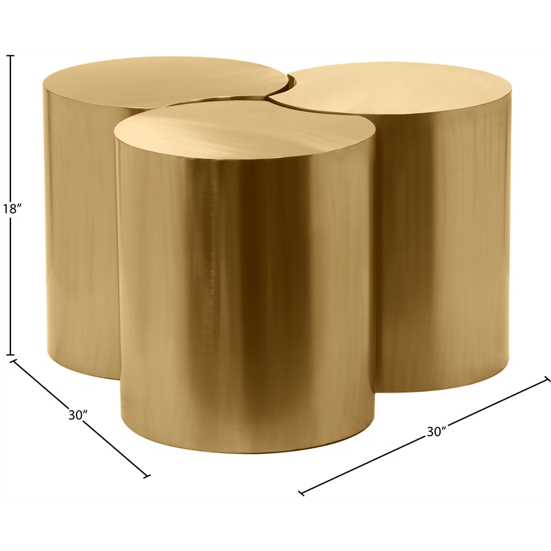 Meridian Furniture Dimple 3 Piece Gold Iron Metal Coffee Table
