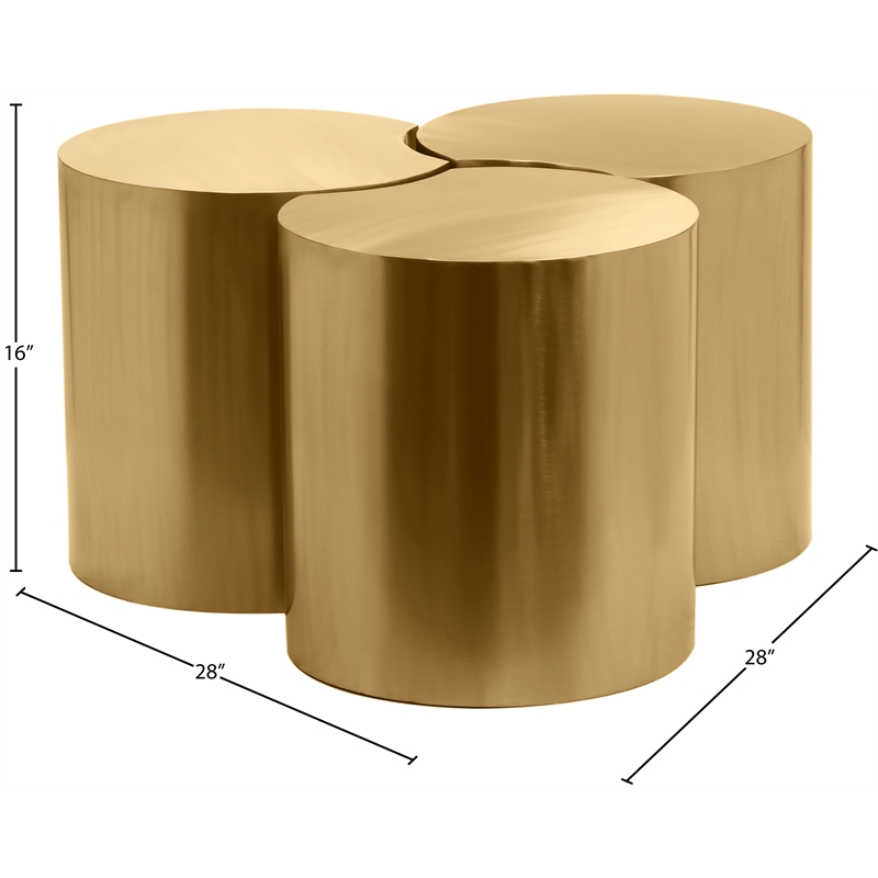 Meridian Furniture Dimple 3 Piece Gold Iron Metal Coffee Table