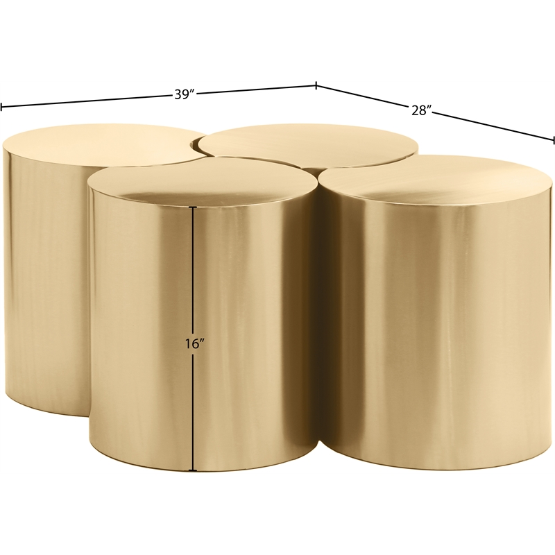 Meridian Furniture Dimple 4 Piece Gold Iron Metal Coffee Table