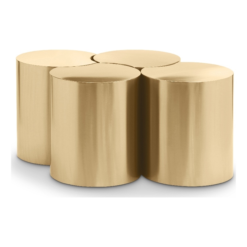 Meridian Furniture Dimple 4 Piece Gold Iron Metal Coffee Table