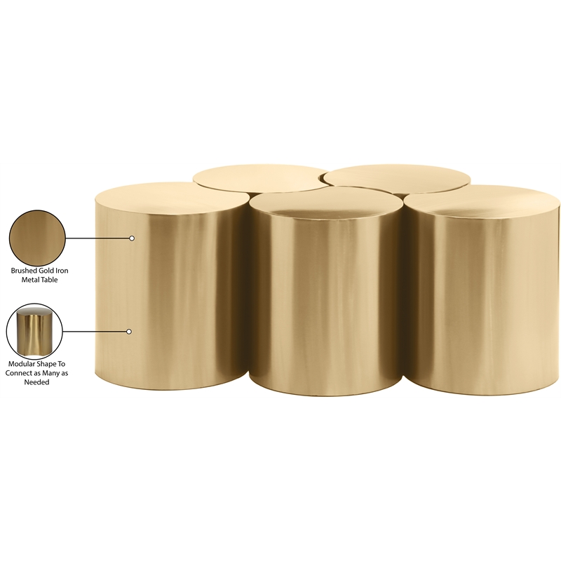 Meridian Furniture Dimple 5 Piece Gold Iron Metal Coffee Table