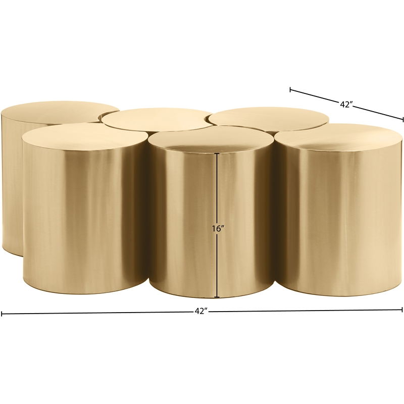 Meridian Furniture Dimple 6 Piece Gold Iron Metal Coffee Table