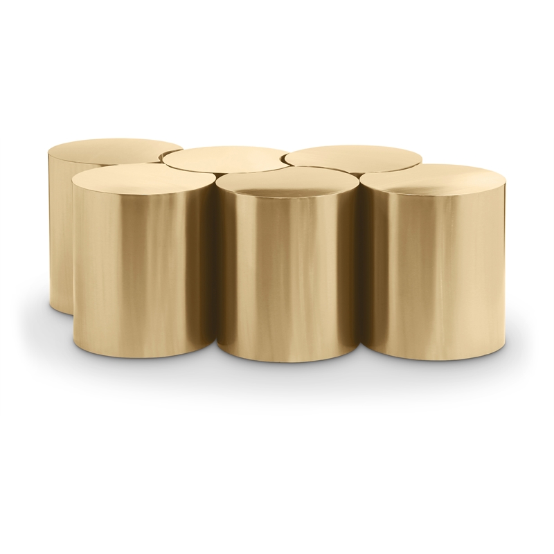 Meridian Furniture Dimple 6 Piece Gold Iron Metal Coffee Table