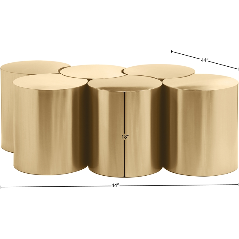 Meridian Furniture Dimple 6 Piece Gold Iron Metal Coffee Table