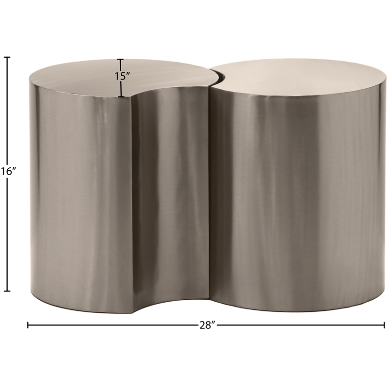 Meridian Furniture Dimple 2 Piece Silver Iron Metal End Table