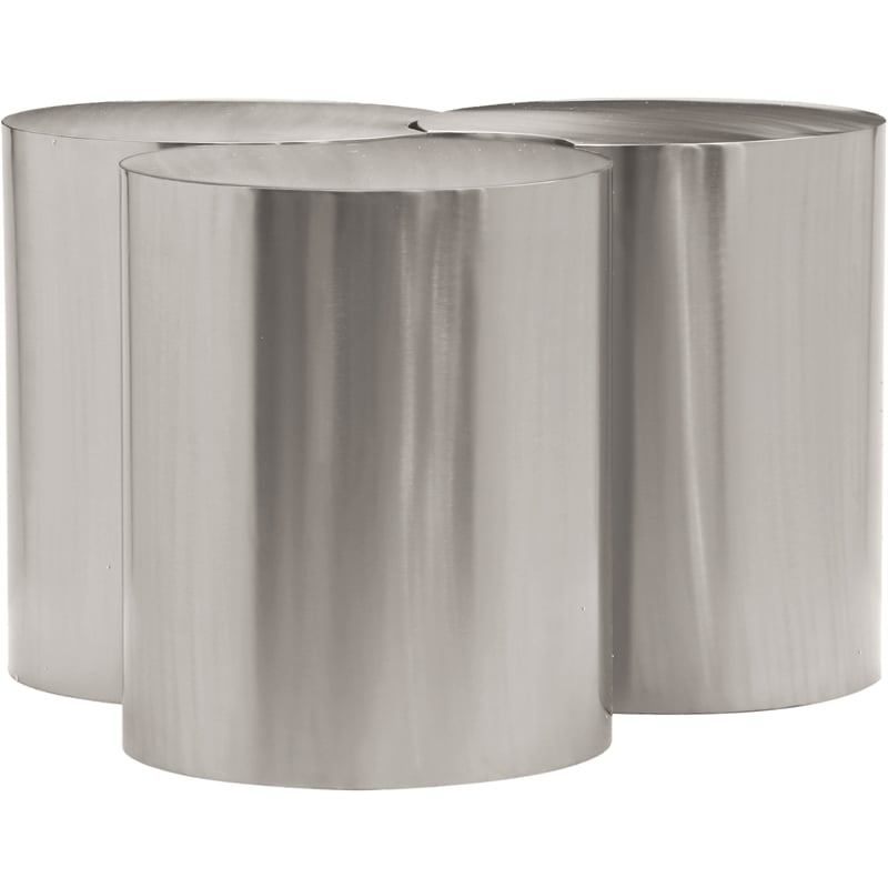 Meridian Furniture Dimple 3 Piece Silver Iron Metal Coffee Table