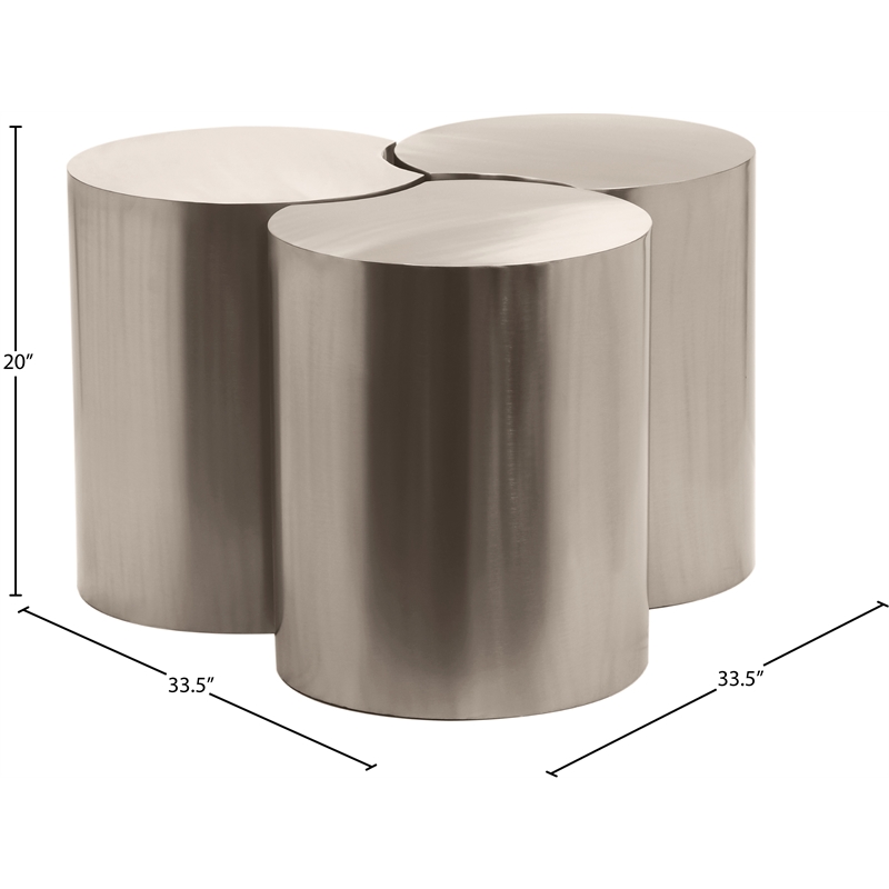 Meridian Furniture Dimple 3 Piece Silver Iron Metal Coffee Table