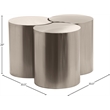 Meridian Furniture Dimple 3 Piece Silver Iron Metal Coffee Table