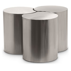 Meridian Furniture Dimple 3 Piece Silver Iron Metal Coffee Table