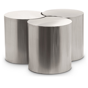 Meridian Furniture Dimple 3 Piece Silver Iron Metal Coffee Table