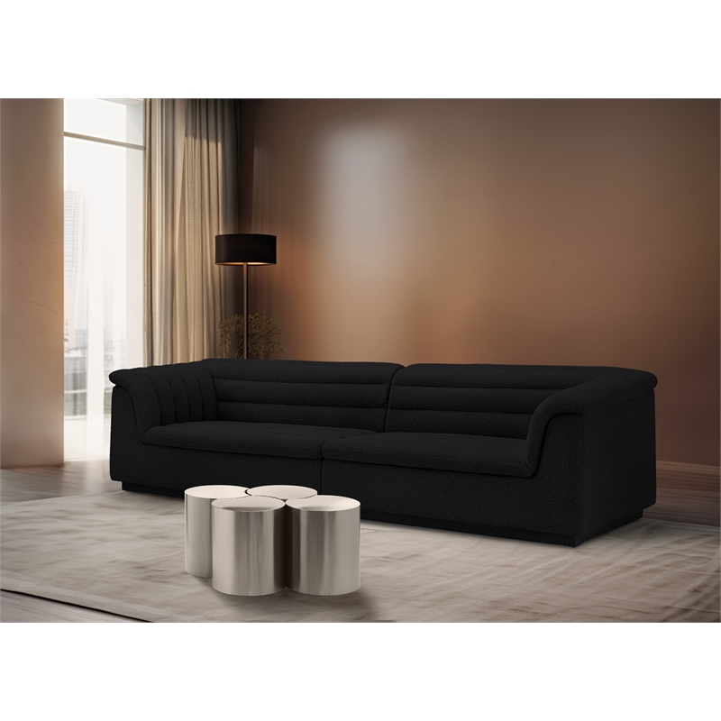 Meridian Furniture Dimple 4 Piece Silver Iron Metal Coffee Table
